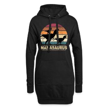Dinosaurier Mamasaurus Zwillinge zum Muttertag - Hoodie-Kleid - Schwarz - Vorne
