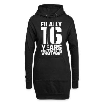 Finally 16 Years 16th anniversaire cadeau - Sweat-shirt à capuche long Femme - noir - Devant