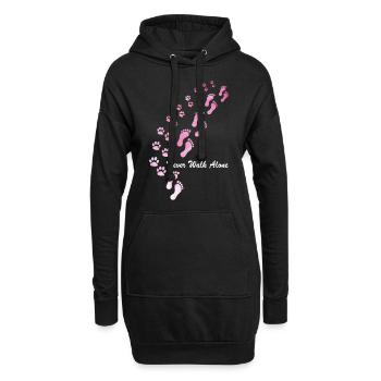 Hunde Design mit “ Never Walk Alone “ Hunde Motiv - Hoodie-Kleid - Schwarz - Vorne