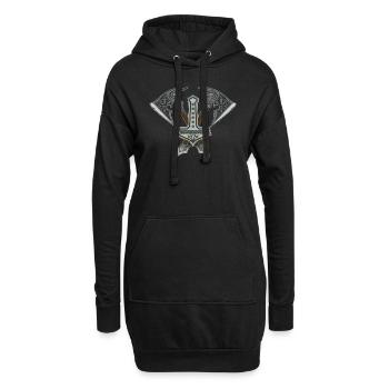 Mjolnir Thor Hammer Viking Norse Cosmology Runes - Hoodie-Kleid - Schwarz - Vorne