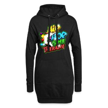 Hip Hop Tshirt Tanzen Breakdance Streetstyle Rap - Hoodie-Kleid - Schwarz - Vorne