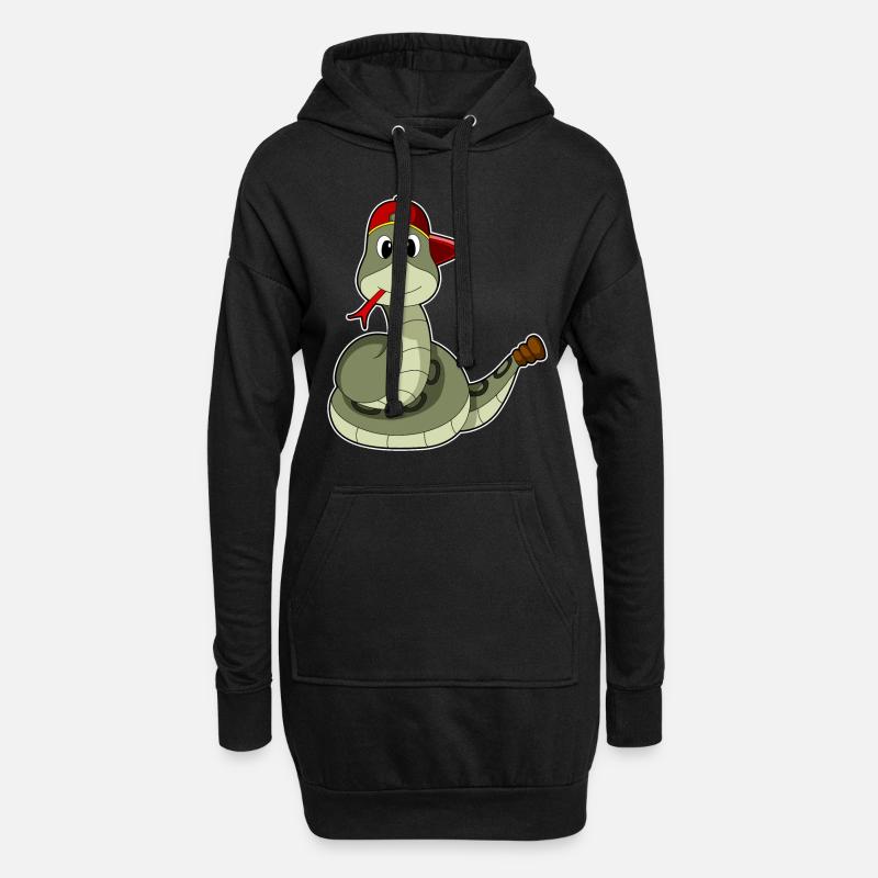 Schlange mit Cap - Hoodie-Kleid - Schwarz