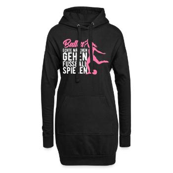 Echte Mädchen gehen Fußball spielen - Hoodie-Kleid - Schwarz - Vorne