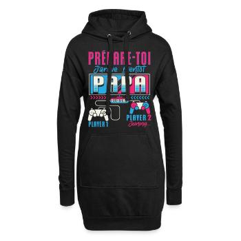 Grossesse Futur Papa Gamers Humour - Sweat-shirt à capuche long Femme - noir - Devant