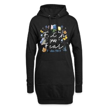 Christlicher Bibelvers Blume Schmetterling - Hoodie-Kleid - Schwarz - Vorne