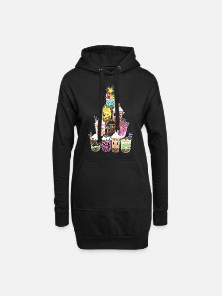 Bubble Tea Weihnachtsbaum - Hoodie-Kleid - Schwarz