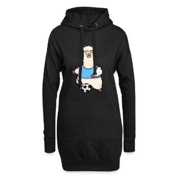 Fußball Lama Alpaka - Hoodie-Kleid - Schwarz - Vorne