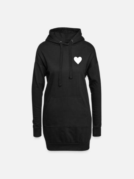 Herz Herzchen - Hoodie-Kleid - Schwarz
