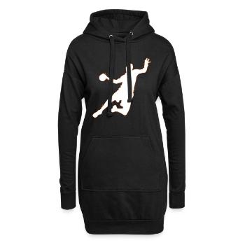 Handball handball contour silhouette cadeau - Sweat-shirt à capuche long Femme - noir - Devant