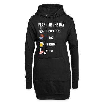 Barbecue Plan de la journée Café Barbecue Bière Sexe - Sweat-shirt à capuche long Femme - noir - Devant