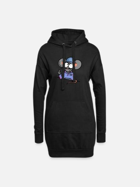 Maus zeigt Mittelfinger - Hoodie-Kleid - Schwarz