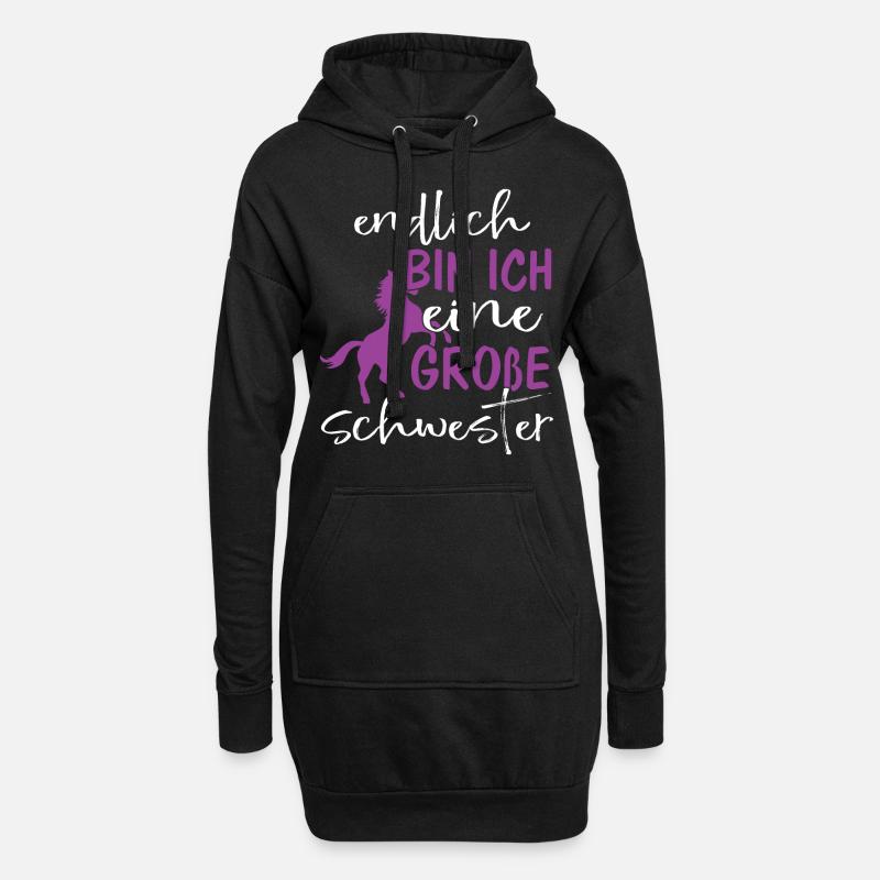Endlich bin ich eine große Schwester - Hoodie-Kleid - Schwarz