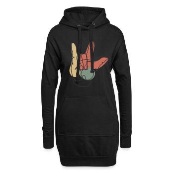 I Love You main pour les amateurs de langue des signes - Sweat-shirt à capuche long Femme - noir - Devant