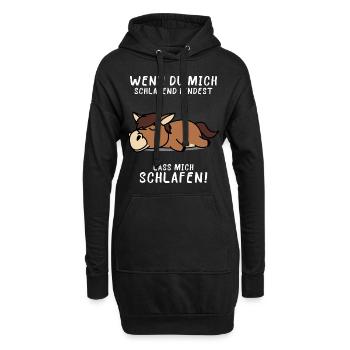 Pferd Schlafshirt Pyjama - Hoodie-Kleid - Schwarz - Vorne