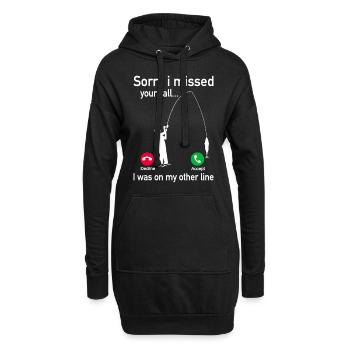 Désolé i missed your call i was on the other line - Sweat-shirt à capuche long Femme - noir - Devant