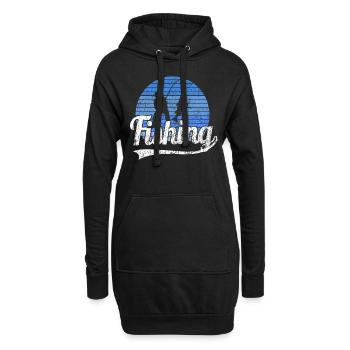 Pêche pêche rétro pêche pêche vintage pêche pêche - Sweat-shirt à capuche long Femme - noir - Devant