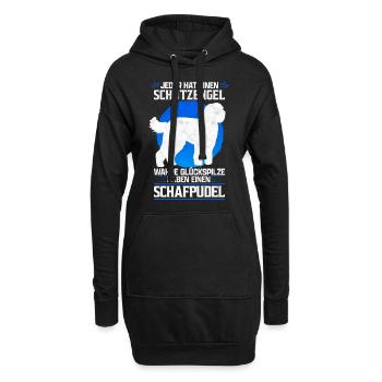 Schafpudel mein Schutzengel Pudel Besitzer Spruch - Hoodie-Kleid - Schwarz - Vorne