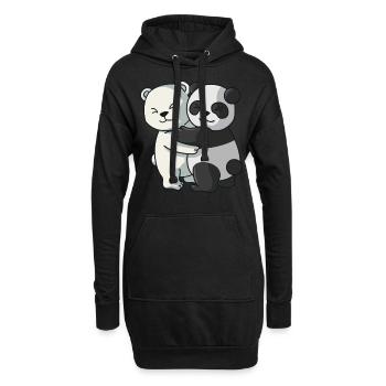 Eisbär mit Pandabär Liebe süßes Partneroutfit - Hoodie-Kleid - Schwarz - Vorne