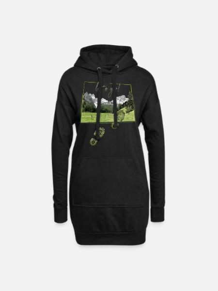 let's go! – cool hiking motif with shoe prints - Hoodie Dress - black