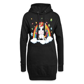 Licorne Unicorn Coeur Arc-en-ciel - Sweat-shirt à capuche long Femme - noir - Devant