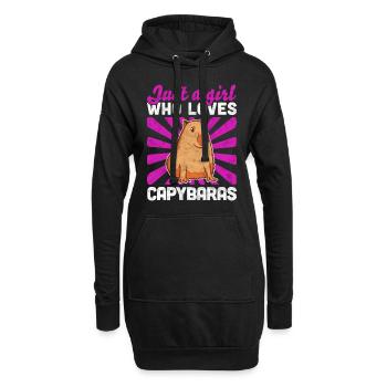 Mädchen das Capybaras liebt Wasserschwein Spruch - Hoodie-Kleid - Schwarz - Vorne