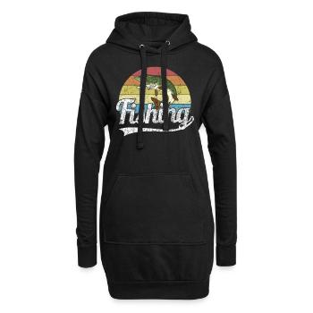 Angeln Hecht Fishing für Angler Retro Vintage - Hoodie-Kleid - Schwarz - Vorne