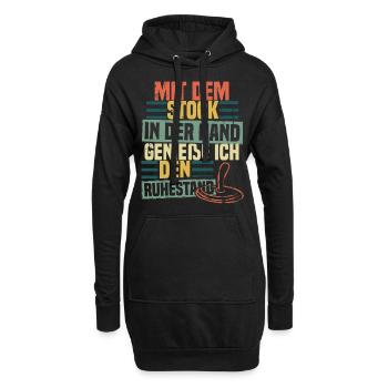 Mit dem Stock in der Hand - Ruhestand - Hoodie-Kleid - Schwarz - Vorne