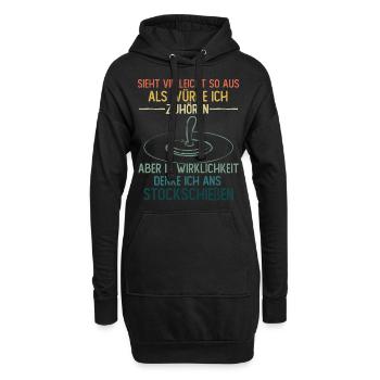 In Wirklichkeit denke ich ans Stockschießen - Hoodie-Kleid - Schwarz - Vorne