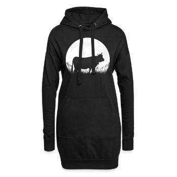 vache lune agriculteur agriculteur cadeau - Sweat-shirt à capuche long Femme - noir - Devant