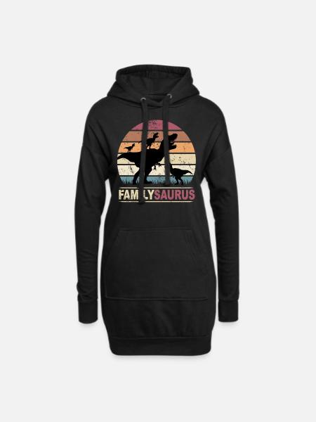 FamilySaurus - Family Saurus Familien Dinosaurier - Hoodie-Kleid - Schwarz