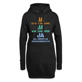 Mutter von Zwillingen Vater von Zwillingen Eltern - Hoodie-Kleid - Schwarz - Vorne