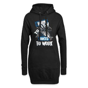 Für richtige Angler - Geboren zum Angeln, gezwunge - Hoodie-Kleid - Schwarz - Vorne