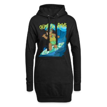 Summer feeling Californian shaka bear surfs the - Hoodie-Kleid - Schwarz - Vorne