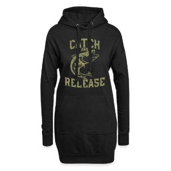 Für richtige Angler - Catch and Release - Hoodie-Kleid - Schwarz - Vorne