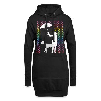 Die Boxer - Hunde - Mama schützt vor buntem Regen - Hoodie-Kleid - Schwarz - Vorne