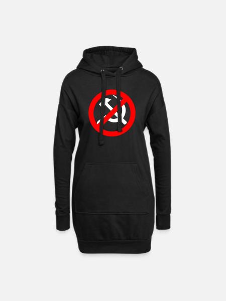 Anti Kommunismus, anti Sozialismus - Hoodie-Kleid - Schwarz