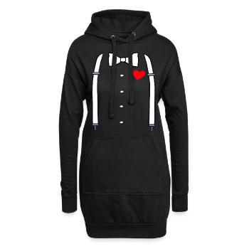 Bretelles et noeud papillon avec coeur JGA gratt - Sweat-shirt à capuche long Femme - noir - Devant