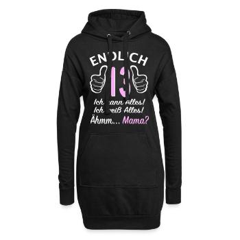 13. Geburtstag 13 Jahre Pubertät Endlich 13 Ich - Hoodie-Kleid - Schwarz - Vorne