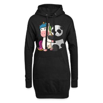 Einhorn Panda Einhörner niedliche Tiere knuddeln - Hoodie-Kleid - Schwarz - Vorne
