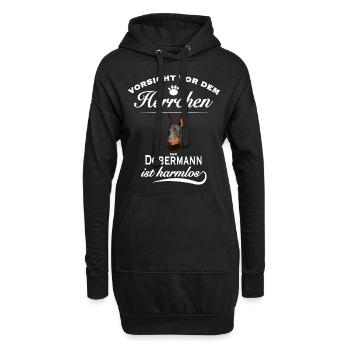 Dobermann - Vorsicht vor dem Herrchen - Hoodie-Kleid - Schwarz - Vorne