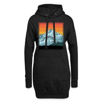 Montagnes pics - montagnes - vintage Sunset - Sweat-shirt à capuche long Femme - noir - Devant
