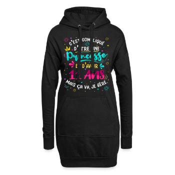 Anniv Fille 11 ans Anniversaire Humour - Sweat-shirt à capuche long Femme - noir - Devant
