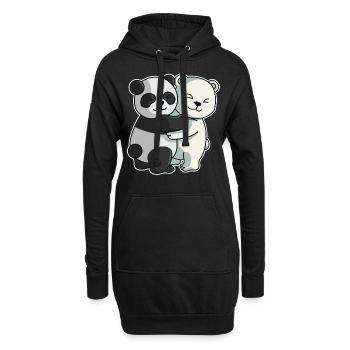 Panda Eisbär Liebe niedliche Tiere knuddeln - Hoodie-Kleid - Schwarz - Vorne