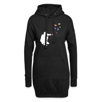 Fotografie Fotograf Vögel bunt - Hoodie-Kleid - Schwarz - Vorne