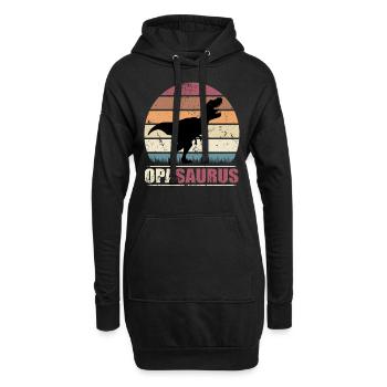 PapySaurus dinosaure Grandpa Saurus - Sweat-shirt à capuche long Femme - noir - Devant