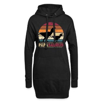 Papa Saurus Dinosaures Familles Dino Papasaurus - Sweat-shirt à capuche long Femme - noir - Devant
