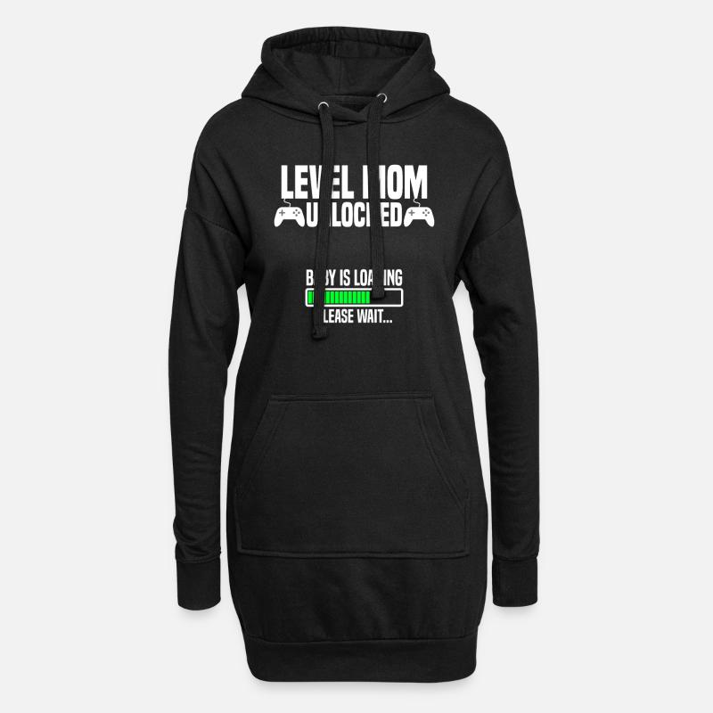 Level Mom unlocked - Hoodie-Kleid - Schwarz