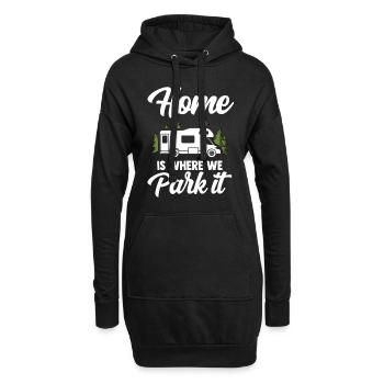 Camping Tshirt Caravane Tentes Feux de camp Caravane - Sweat-shirt à capuche long Femme - noir - Devant