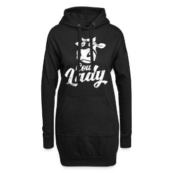 Agritourisme agricultrice Cow Lady Kuh paysanne - Sweat-shirt à capuche long Femme - noir - Devant