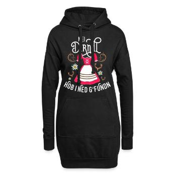 Sprüche Frauen Ersatz Tracht Dirndl - Hoodie-Kleid - Schwarz - Vorne